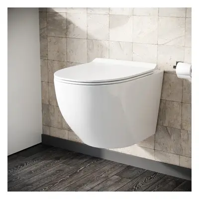 Declan Rimless Wall Hung Toilet Pan + Soft Close Toilet Seat