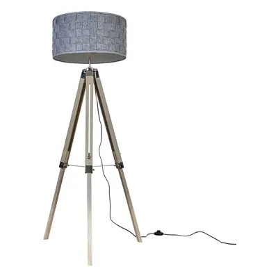 Clipper Wood Floor Lamp + 1x Monza Grey + 1x E27 Bulb