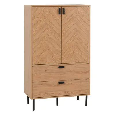 Leon Door Drawer Cabinet Medium Oak Effect Metal Legs