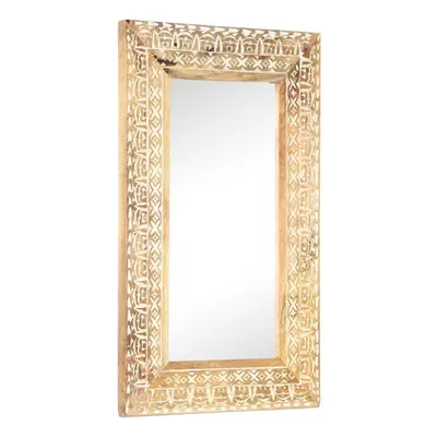 (80 x x 2.6 cm) vidaXL Solid Mango Wood Hand-Carved Mirror Wall Makeup Decoration Multi Sizes