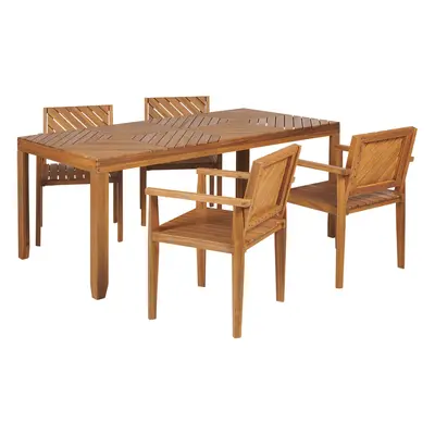 Garden Dining Set Seater BARATTI Acacia Wood Brown