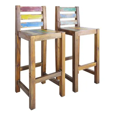 vidaXL 2x Solid Reclaimed Boat Wood Bar Stools 40x40x106cm Kitchen Chair Seat