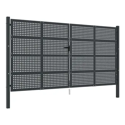 (400 x cm) vidaXL Garden Gate Driveway Fence Gate Fence Panel Patio Gate Anthracite Steel