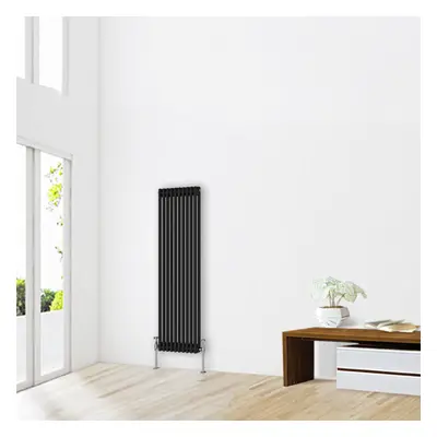 (1500 x 470mm-2 Column) NRG Traditional Black Horizontal Vertical Bathroom Cast Iron Radiator