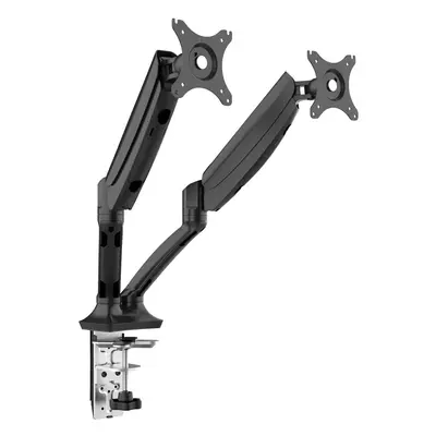 Adjustable & Rotating Double Monitor Arms, 9kg Load Capacity, 10-27" Screens - Black - DH25