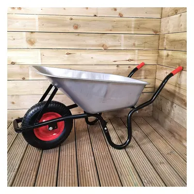 90 Litre 150kg Capacity Heavy Duty Galvanised Samuel Alexander Metal Garden Wheelbarrow with Pne