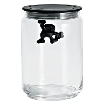 A Di Alessi Glass Gianni Jar A Little Man Holding On Tight Medium Kitchen Box with Hermetic Lid 