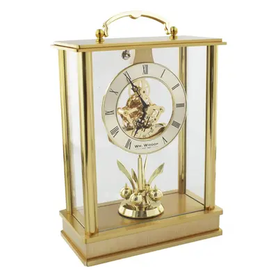 Gold Tone Skeleton Movement Pendulum Lantern Mantel Clock - W2013