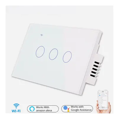 (White) US WiFi Smart Lights Wall Touch Switch APP Voice Remote Control Wireless Lamp Smart Home