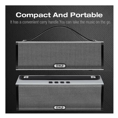 (Silver) Portable Wireless Bluetooth Speaker Deep Bass Dual Full-Range Drivers 1800mAh Battery L