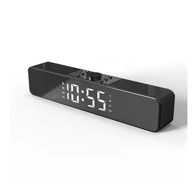 (Black, Without LED) Alarm Clock Bluetooth Speaker With LED Digital Display Wired Wireless Home 