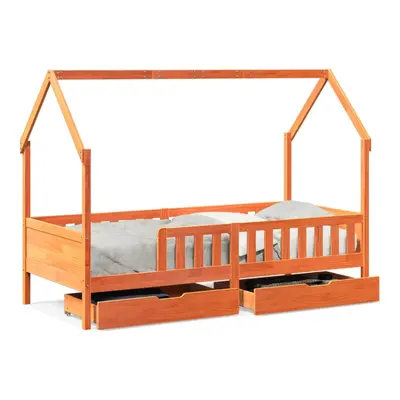 (wax brown, x cm) vidaXL Kids Bed Frame with Drawers Wooden Bed Solid Wood Pine