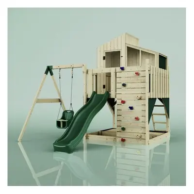 (Swing Dagma Green) Rebo PolarPlay Kids Climbing Tower & Playhouse