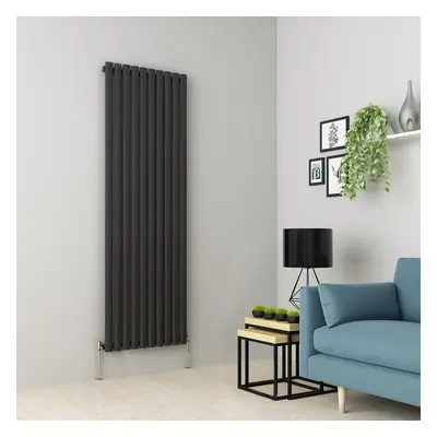 (1800 x 591mm Single, Anthracite) Oval Tube Designer Radiator