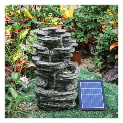 (Solar Rock Pool 27*23*46cm) 220v Garden Patio Water Feature Cascading Water Fountain w Pump