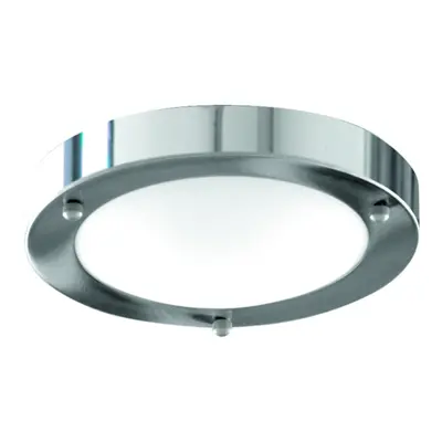 Modern Bathroom Flush Ceiling Light With White Glass