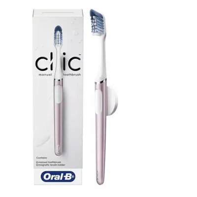 OralB Clic Manual Toothbrush Rose Quartz with Magnetic Toothbrush Holder Count