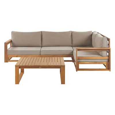 Garden Corner Sofa with Table Seater TIMOR Left Hand Certified Acacia Wood Light Brown