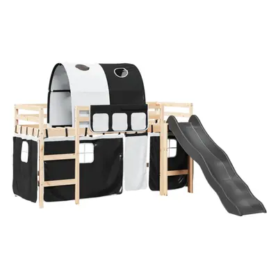 (black, x cm) vidaXL Kids' Loft Bed with Tunnel Bunk Bed Solid Wood Pine