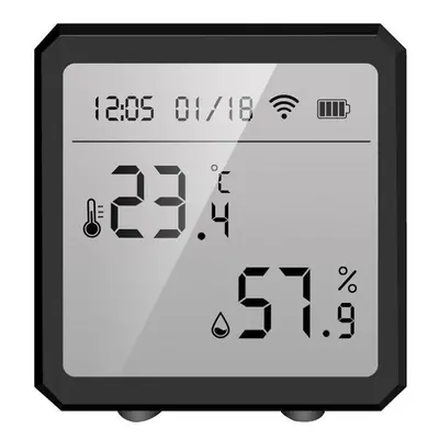 (1PCS) WiFi Smart Digital Temperature and Humidity Sensor Detector with LCD Date Time Display Su