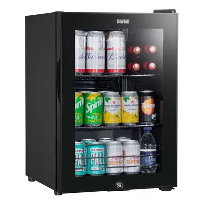 Baridi 60L Beer & Drinks Fridge with LED Light, Black and Glass Door - DH62