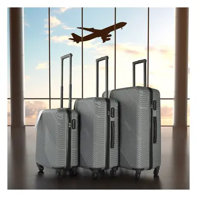 (Titanium ) Neo Piece Hard Shell Luggage Suitcase Set ABS Expandable Handle Lightweight Durable 