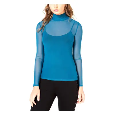 Guess Women's Long Sleeve Corbin Mesh Top Forbidden sea