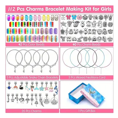 Charm Bracelet Making Kit Jewelry Making Kit Including Jewelry Beads Snake Chains DIY Craft Brac