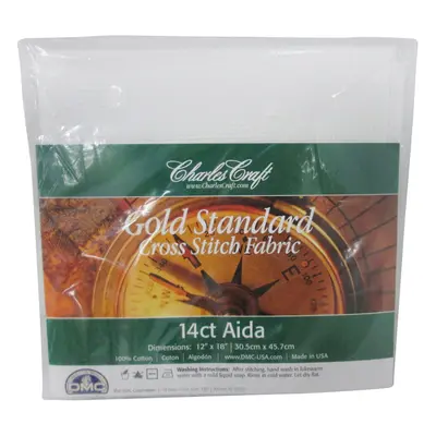 Charles Craft Gold Standard Aida Count 12"X18", White