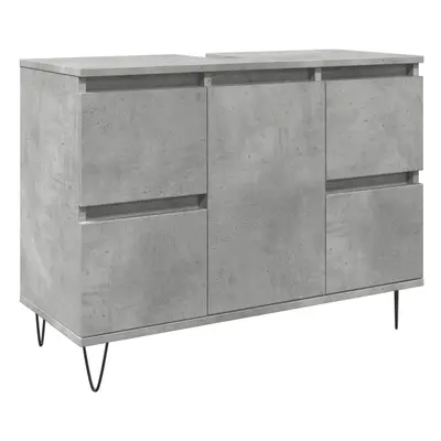 vidaXL Bathroom Cabinet Cupboard Vanity Unit Concrete Grey Engineered Wood