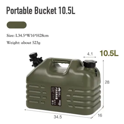 (10.5L Green) Outdoor Water Bucket with Faucet, Car Self-driving Tour, Drinks Beer Milk Storage 