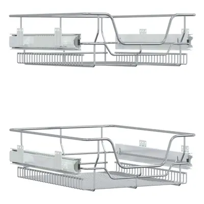 vidaXL Pull-Out Wire Baskets Storage Baskets Sliding Baskets pcs Silver