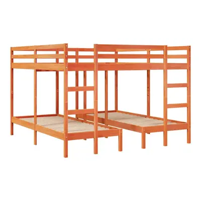 (wax brown, x 200/80 x cm) vidaXL Triple Bunk Bed Frame Kids Bed Base Mattress Foundation Solid 