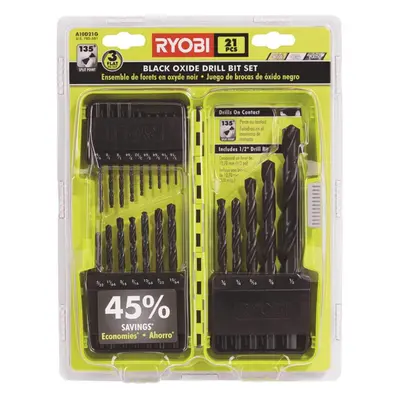 Ryobi A10D21D Black Oxide Drill Bit Set 21Piece