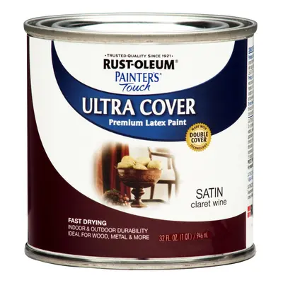 RustOleum Painters Touch Latex Paint Satin Claret Wine Quarts Pack of