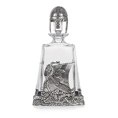 Stunning Pewter Viking Warrior Longboat Glass Crystal Whisky Decanter