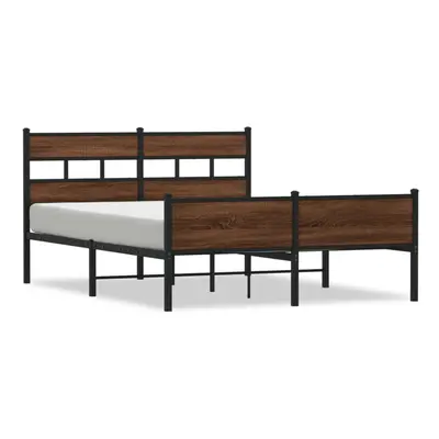 (brown oak, x cm/ with headboard & high footboard) vidaXL Metal Bed Frame without Mattress Bed B