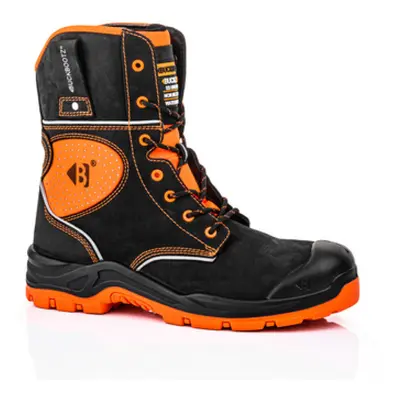 (Black/Orange, UK 10) Buckbootz BVIZ Buckzviz High-Leg Lace Safety Boot