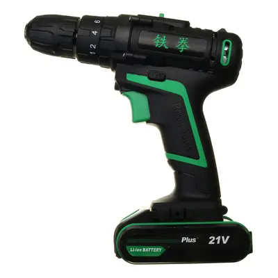 (UK Plug) 21V 1500mAh Li-ion Battery Cordless Electric Hammer Power Drill Speed Power Screwdrive