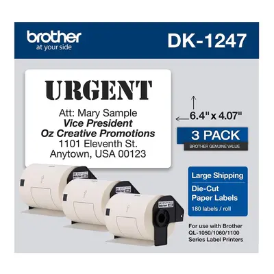 Brother Genuine DK-12473PK Die-Cut Large Shipping Paper Labels 4.07 i