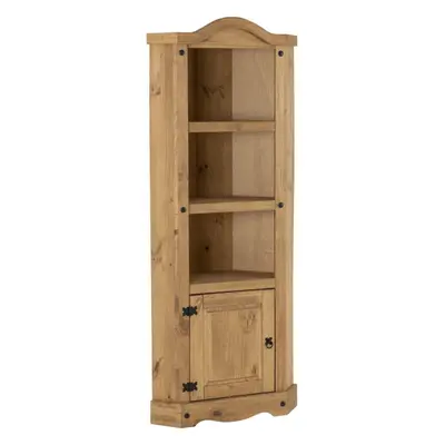 Corona Corner Door Shelf Display Unit in Distressed Waxed Pine