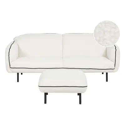 Sofa with Ottoman TONSBERG White Boucle