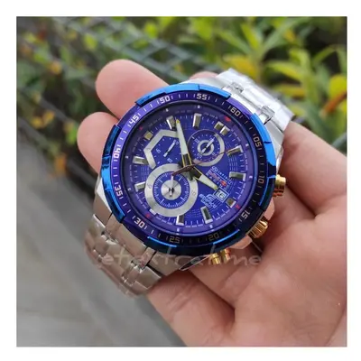 CASIO MENS STAINLESS STEEL WATCH SILVER BRACELET BLUE DIAL EFR539RB-2A