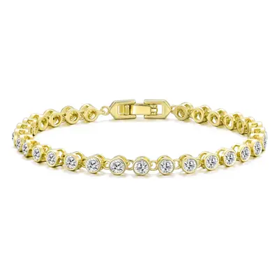 Gold Plated Solitaire Bracelet Created with Zircondia Crystals