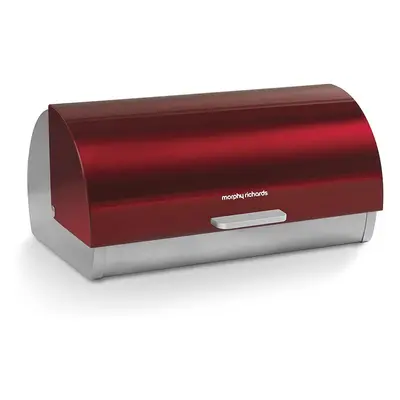 Morphy Richards Accents Roll Top Bread Bin, Stainless Steel, Red