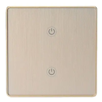 (Gold) Wifi 2Gang Smart Switch EU Standard Metal Frame Wire Drawing Light Control Switch 100-240