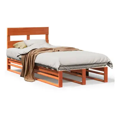 (wax brown, x cm) vidaXL Bed Frame with Headboard Mattress Foundation Bed Base Solid Wood Pine