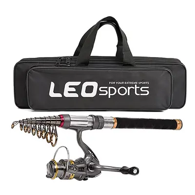 LEO Fishing Rod Reel Combo Carbon Telescopic Fishing Pole Spinning Reels with Fishing Carrier Ba