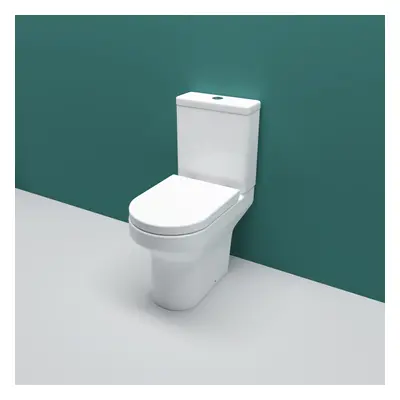 AICA Bathroom Rimless Close Coupled Modern Toilet Soft Close Seat Round WC