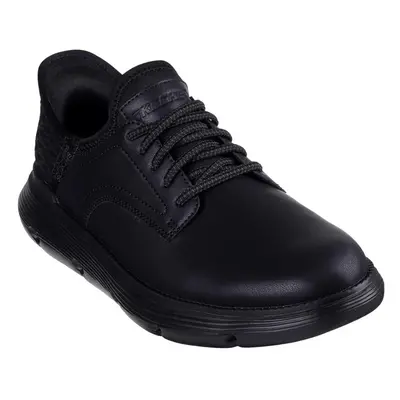 (6 UK Wide, Black) Skechers Mens Garza - Gervin Leather Wide Shoes